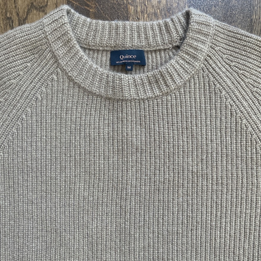 Quince 100% Mongolian Cashmere Fisherman Sweater Crew Neck Medium Teak - Picture 3 of 7